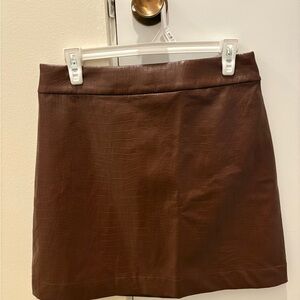 Brown Faux Leather Skirt